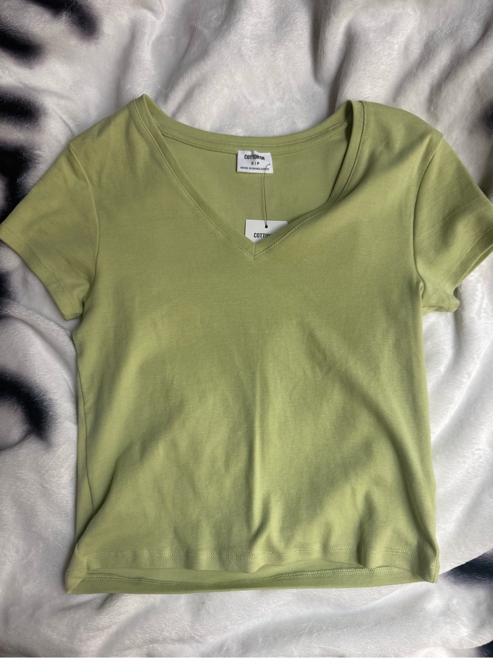 Cotton On Light Olive V-Neck Short Sleeve Tee